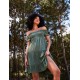 Bardot Shirred Neck Line Floaty Dress Bardot Shirred Neck Line Floaty Dress