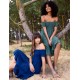 Bardot Shirred Neck Line Floaty Dress Bardot Shirred Neck Line Floaty Dress