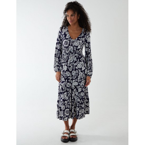 Floral Button Front Midi Dress Floral Button Front Midi Dress