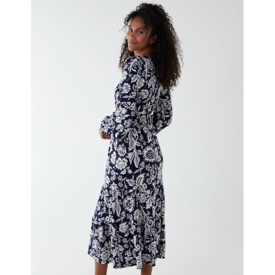 Floral Button Front Midi Dress Floral Button Front Midi Dress