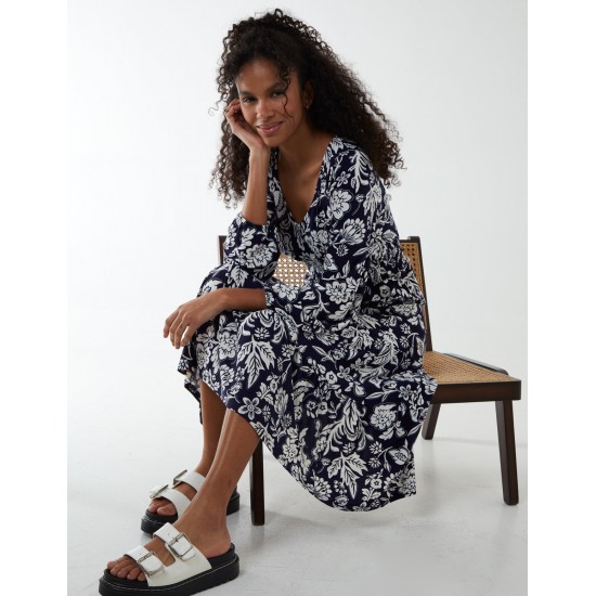 Floral Button Front Midi Dress Floral Button Front Midi Dress