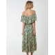 Bardot Ruffle Shoulder Midi Dress Bardot Ruffle Shoulder Midi Dress