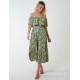 Bardot Ruffle Shoulder Midi Dress Bardot Ruffle Shoulder Midi Dress