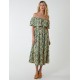 Bardot Ruffle Shoulder Midi Dress Bardot Ruffle Shoulder Midi Dress