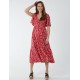 Sheared Bust Midi Dress With Angel Sleeves Sheared Bust Midi Dress With Angel Sleeves