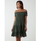 Bardot Shirred Neck Line Floaty Dress Bardot Shirred Neck Line Floaty Dress