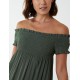 Bardot Shirred Neck Line Floaty Dress Bardot Shirred Neck Line Floaty Dress