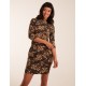 High Neck 3/4 Sleeve Dress With Belt High Neck 3/4 Sleeve Dress With Belt