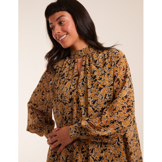 Keyhole Long Sleeve Swing Dress Keyhole Long Sleeve Swing Dress