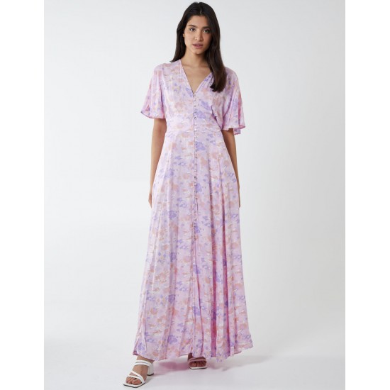 Button Through Angel Sleeve Maxi Dress Button Through Angel Sleeve Maxi Dress