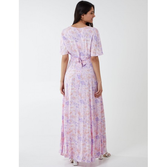 Button Through Angel Sleeve Maxi Dress Button Through Angel Sleeve Maxi Dress