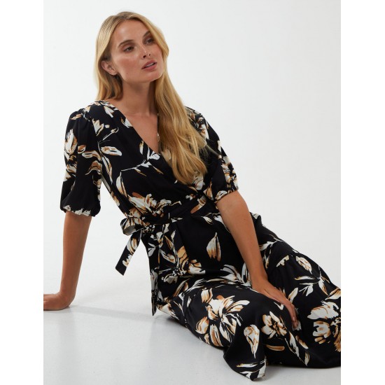 Wrap Front Tier Hem Midi Dress Wrap Front Tier Hem Midi Dress