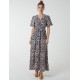 Shirred Waist Butterfly Sleeve Dress