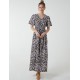 Shirred Waist Butterfly Sleeve Dress