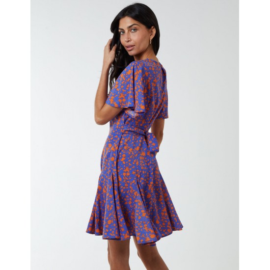 Godet Insert Mini Dress With Tie Godet Insert Mini Dress With Tie