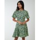Godet Insert Mini Dress With Tie Godet Insert Mini Dress With Tie