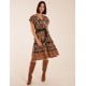 Tiered Crossover Printed Dress